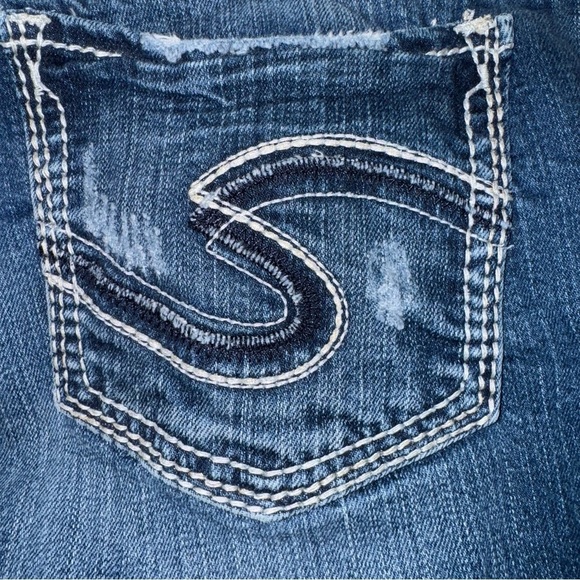 Silver SUKI Women’s Denim Jeans Size 36X29.5 Wide Leg Low Rise Destroyed Faded - Picture 1 of 8